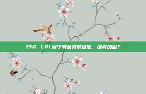 158. LPL赛季转会高潮迭起，谁将加盟？