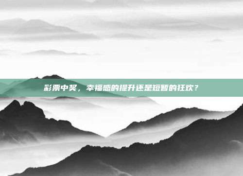 彩票中奖，幸福感的提升还是短暂的狂欢？