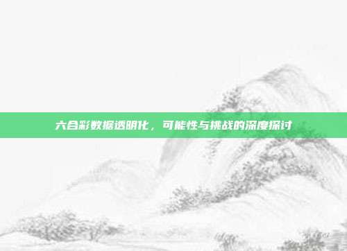 六合彩数据透明化，可能性与挑战的深度探讨