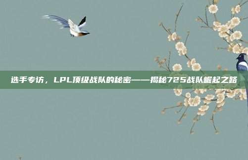 选手专访，LPL顶级战队的秘密——揭秘725战队崛起之路