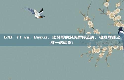 610. T1 vs. Gen.G，史诗般的对决即将上演，电竞巅峰之战一触即发！